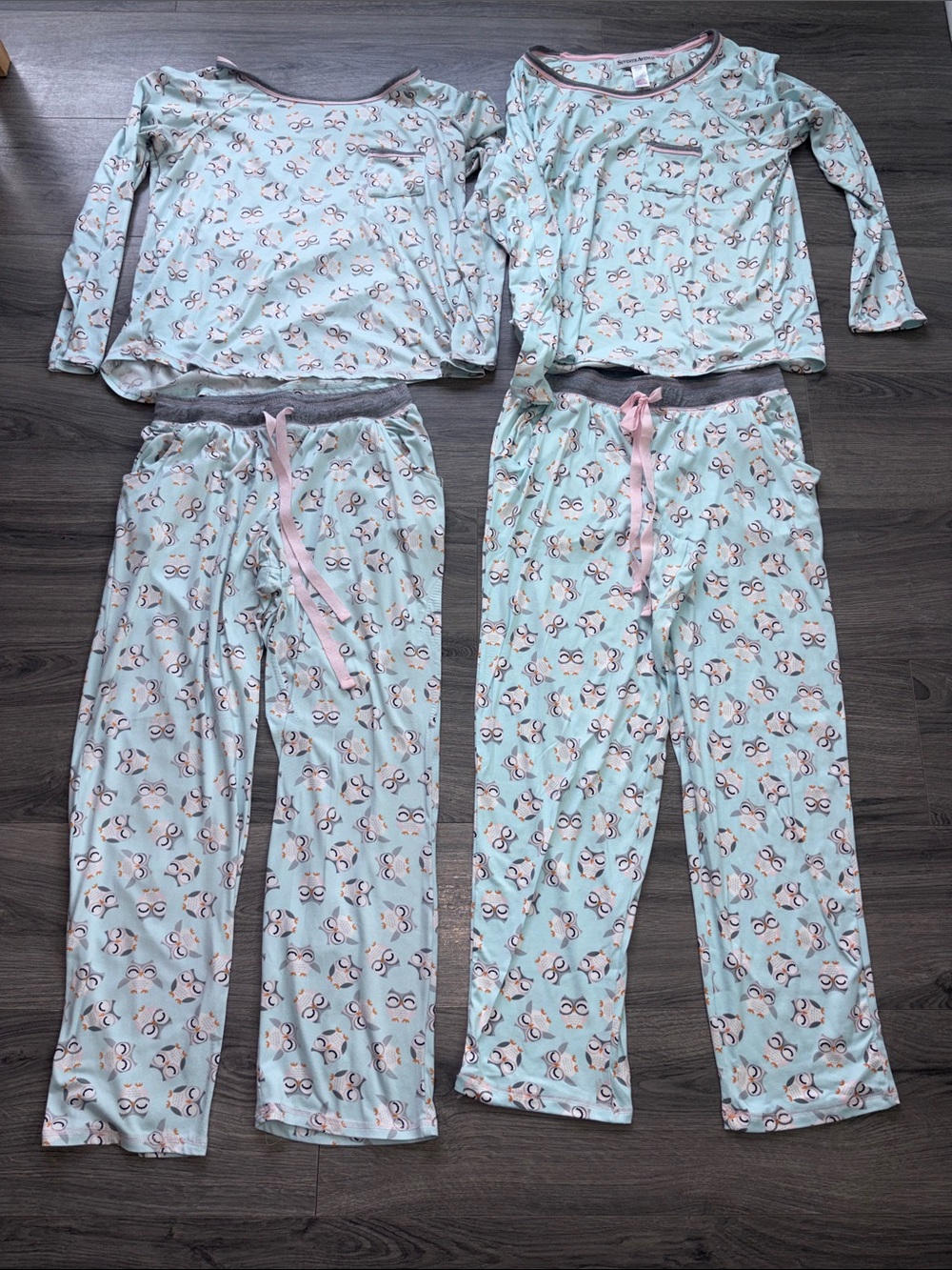 Seventh Avenue Women’s Owl Print Pajama Set Bundle Light Blue | M